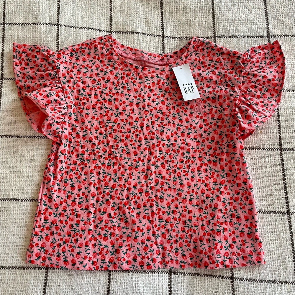 🍓 NWT GAP ruffle shoulder toddler tee